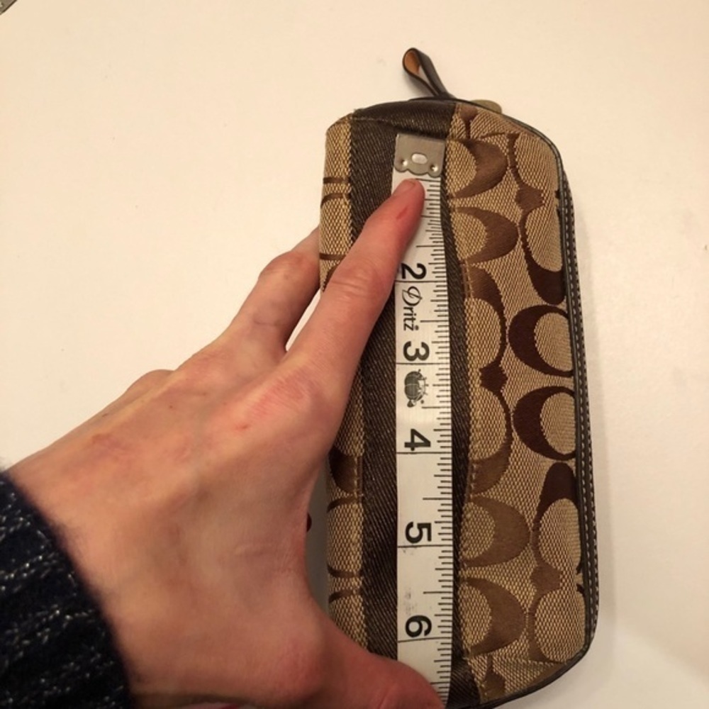 Coach sig c vintage y2k brown striped legacy cosmetic pouch rare - Picture 7 of 8